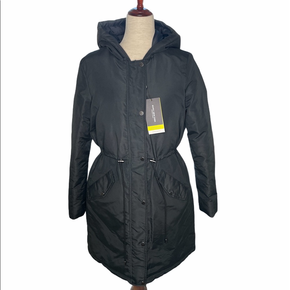ANDREW MARC WOMEN'S LIBERTA REVERSIBLE HOODED JACKET SIZE SMALL BLACK